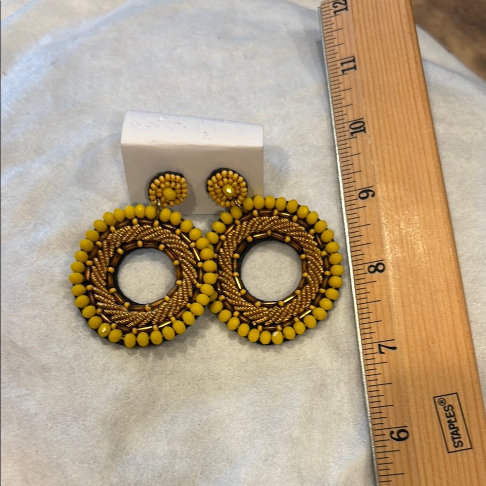 Boho Circle Gold Beaded Earrings